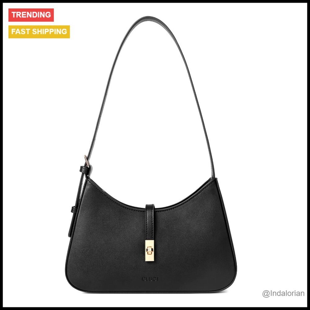 Vegan Leather Hobo Shoulder Bag Elegant Minimal Chic Adjustable Strap